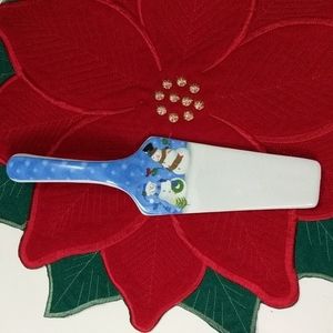 Ceramic Snowmen Pie Server EUC